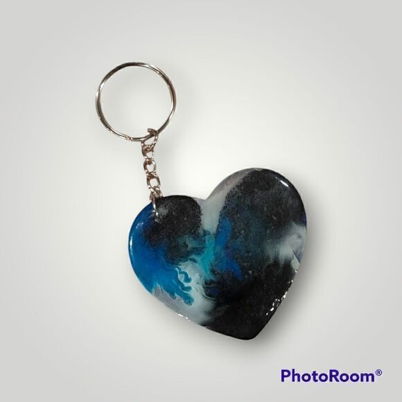 Ellise Blue Ink Heart Keychain (Z169) - Picture 7 of 10
